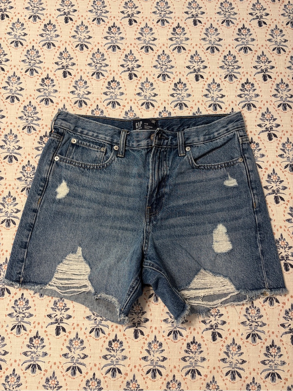 GAP Ripped Blue Denim Jean Shorts
